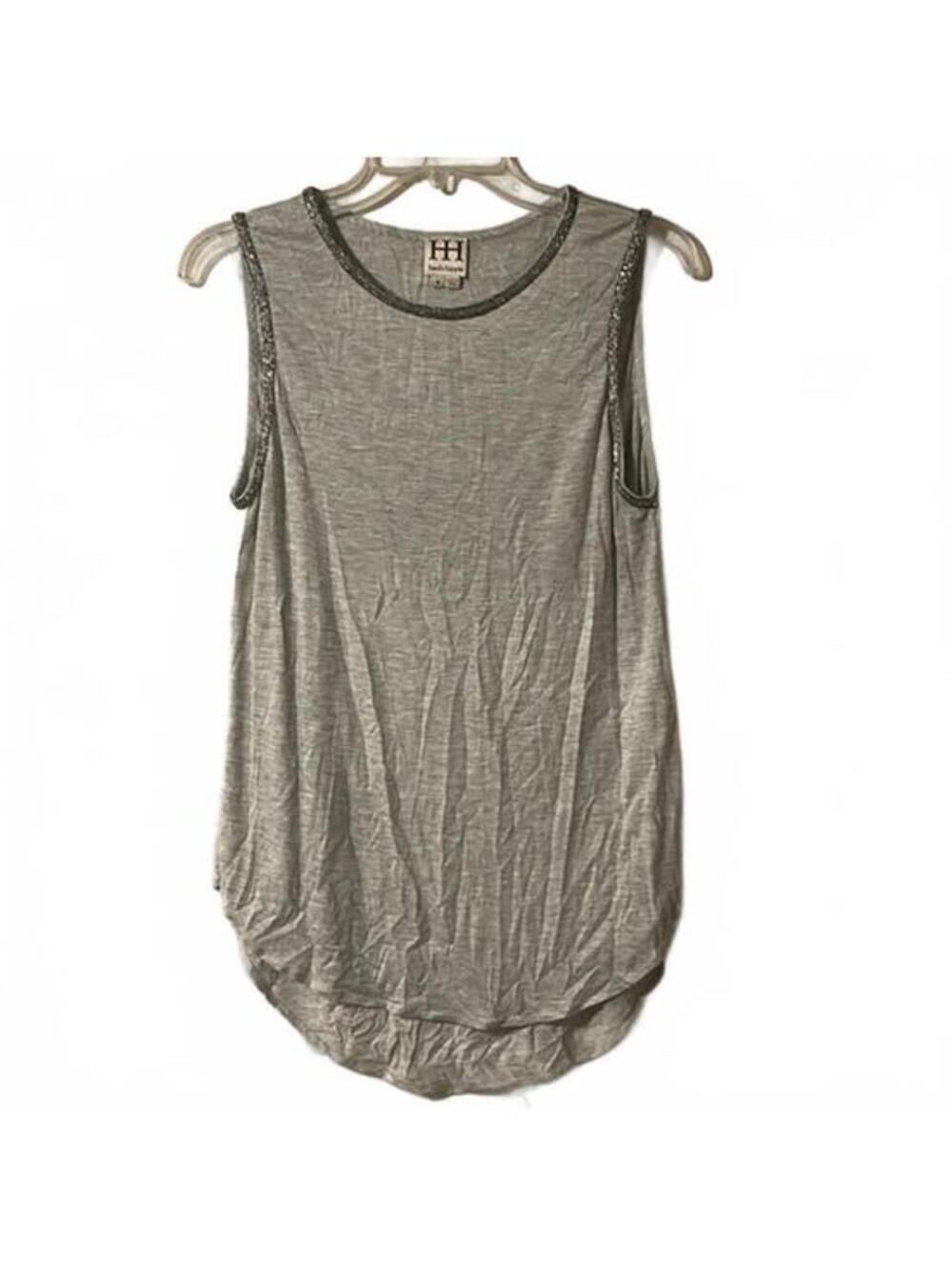 Haute Hippie heather gray tank with beaded collar and arm holes size small